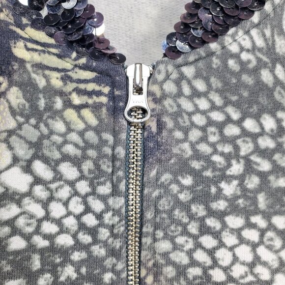 Animale Women's Multicolor Bomber Jacket Animal Print Sequin Size Medium (C-8) - Picture 7 of 15